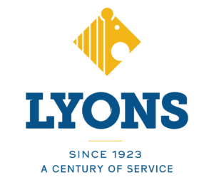Lyons Logo 101 Yr Stacked BLUE Copy